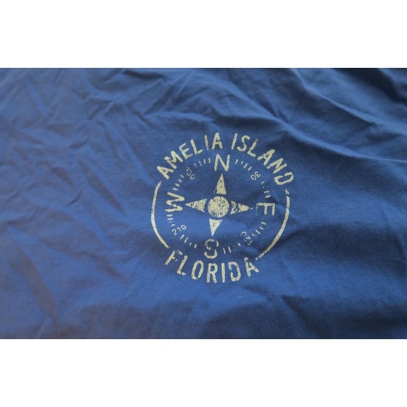 Hiho Amelia Island Florida Compass T-Shirt Resort Vacation Blue Men's Large - Picture 2 of 7